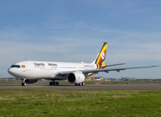 The Second Uganda Airlines Airbus Arrives at Entebbe